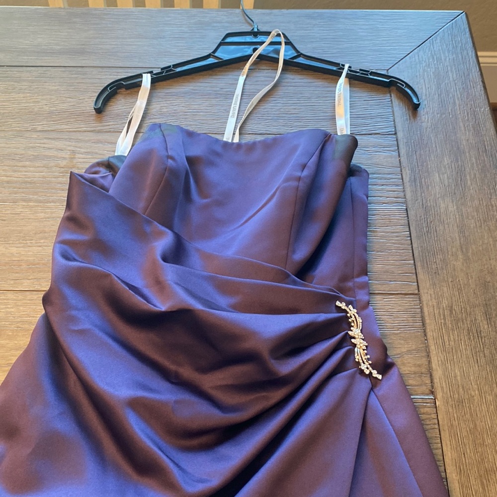 Plum full length, strapless bridesmaid dress, Davids Bridal size 6